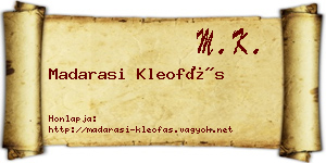 Madarasi Kleofás névjegykártya
